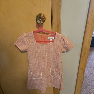 Pink Tweed Kids Formal Dress